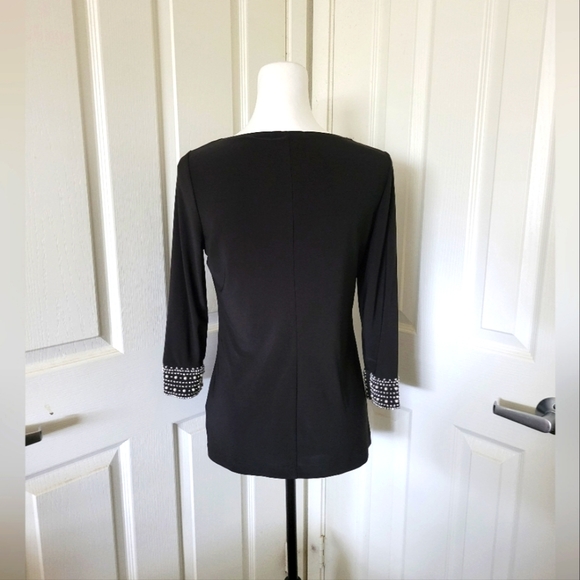 ✨️HP✨️Annalee + Hope | NWOT Dressy Black 3/4 Sleeve Embellished Cuffs Top - Picture 7 of 10